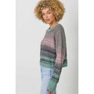 Anthropologie NEW MYSTREE multi colored cozy sweater in mint green/lilac small